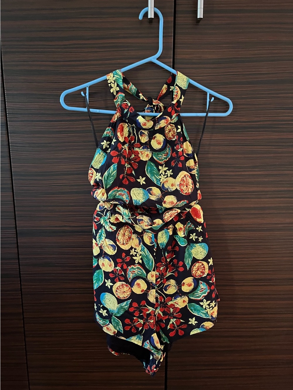Free People Coral Tides Romper- Fruit Print Halter Romper. Size small - Picture 2 of 10
